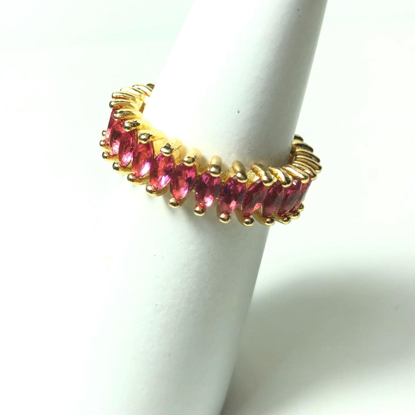 Anel Navete Rosa Dourado