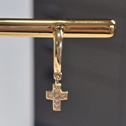 Brinco Infantil Argola Cruz Zircônias