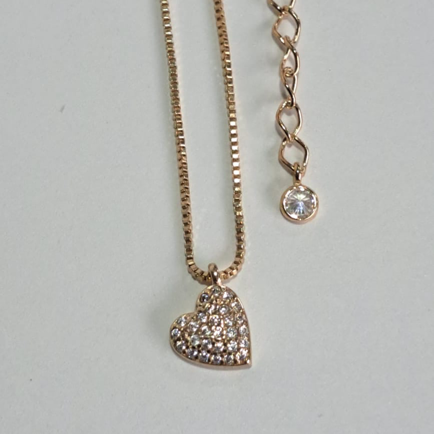 Colar Infantil Coração Cravejado Zircônia