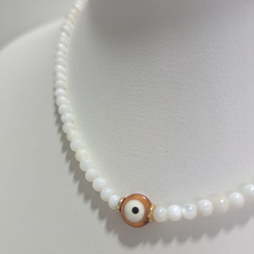 Chocker Madrepérola Olho Grego