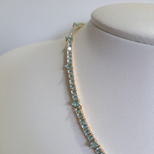 Colar Riviera Coração Azul Dourado