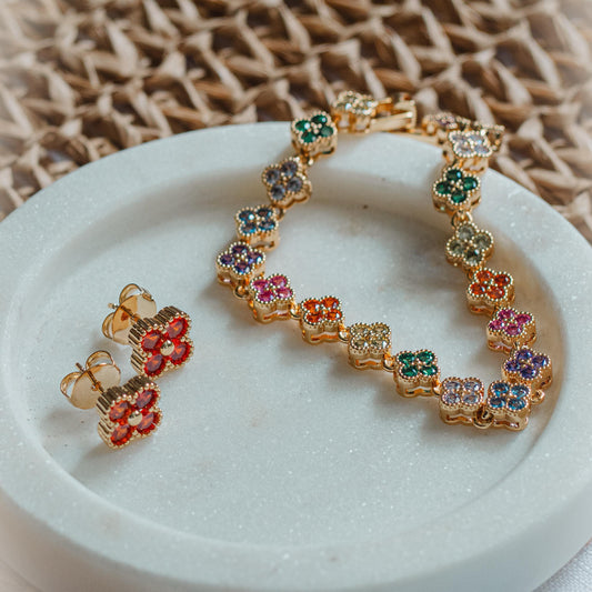 Pulseira Flower Colors VC Dourada