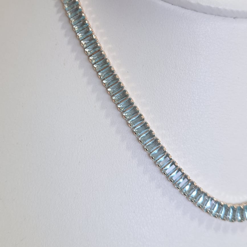 Colar Navete Azul Dourada