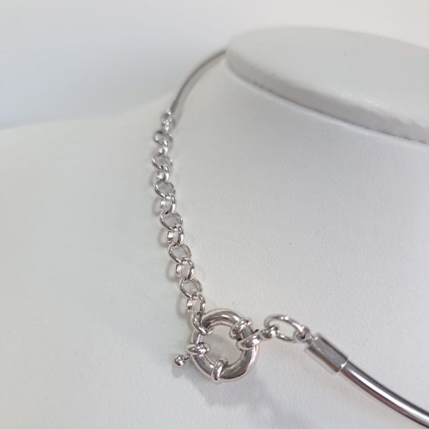 Chocker Tubular Rodio Branco