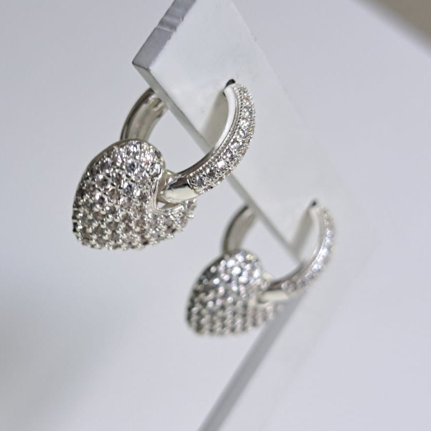 Brinco Coração Cravejado PL