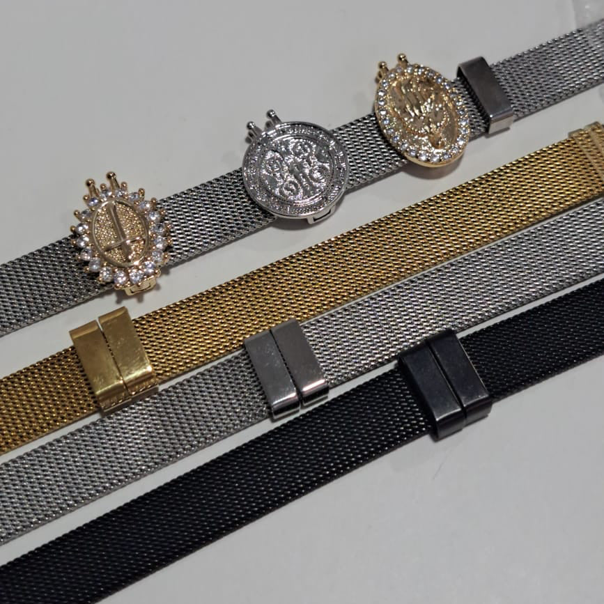 Pulseira Aço Fivela Preta