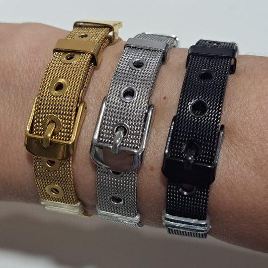 Pulseira Aço Fivela Prata