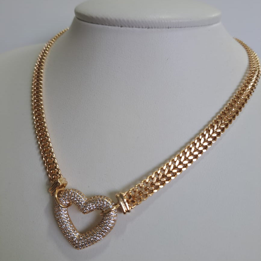 Colar Coração Cravejado CD