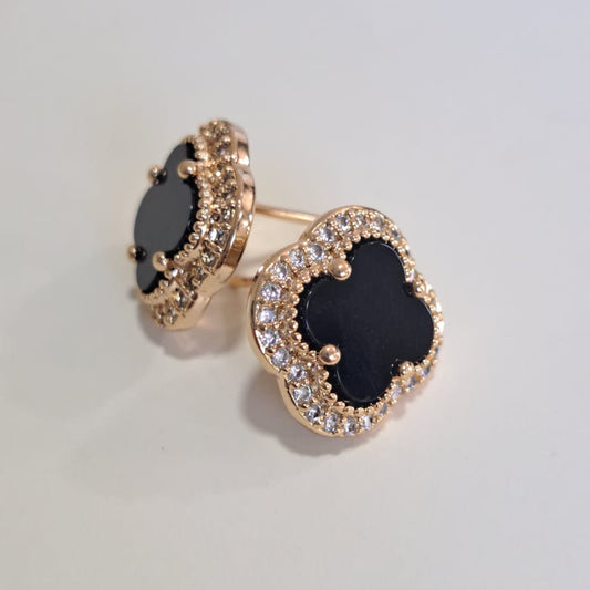 Conjunto Especial Flor VC Preto Zircônias