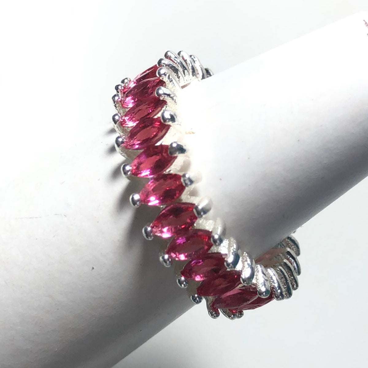 Anel Navetes Rosa Prata 925