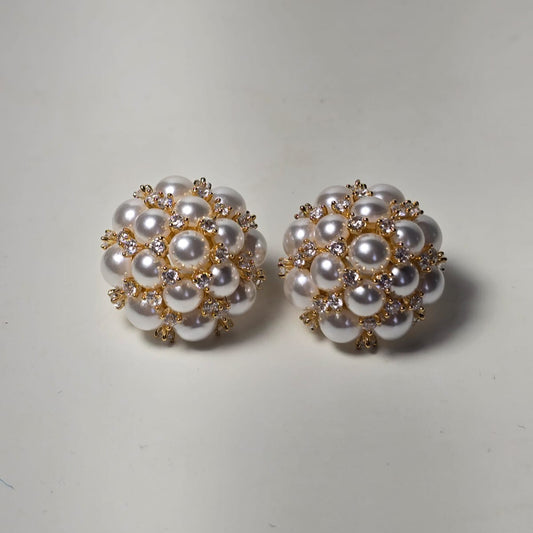 Brinco Bouquê Perolas e Zircônias