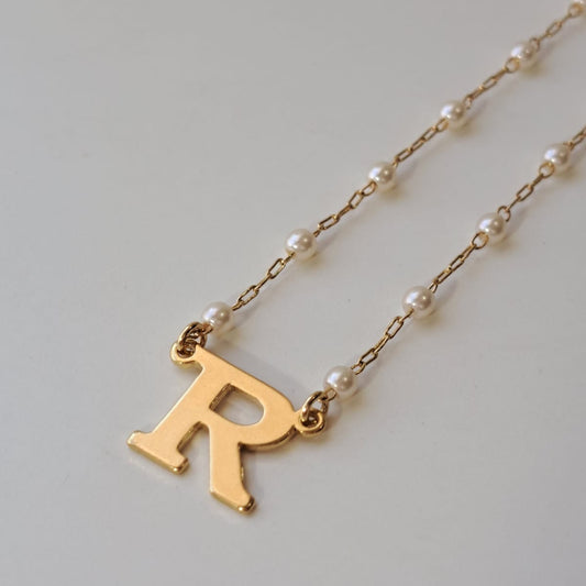 Colar Inicial R com Pérola