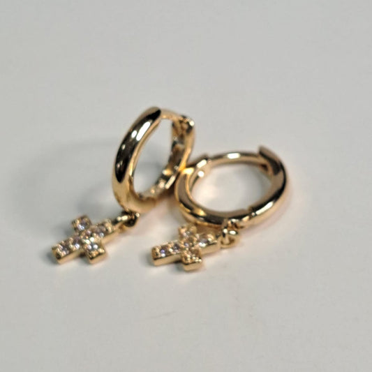 Brinco Infantil Argola Cruz Zircônias