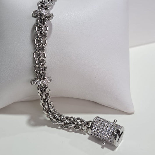 Bracelete Fecho Cravejado Ródio