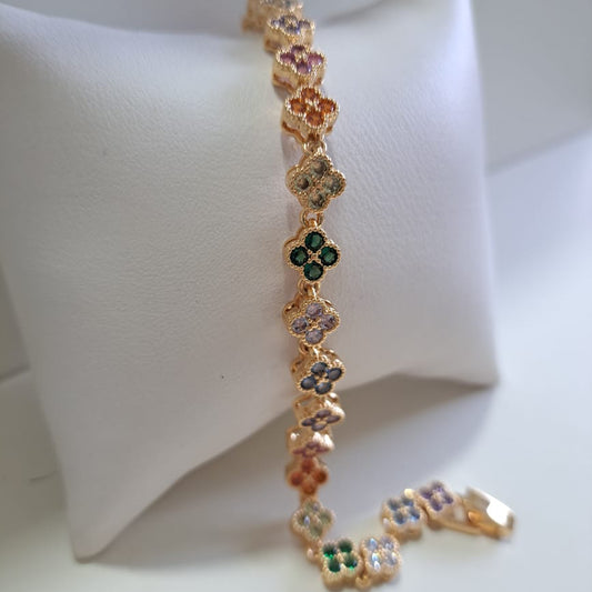 Pulseira Flower Colors VC Dourada