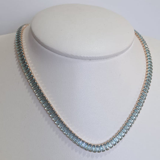 Colar Navete Azul Dourada