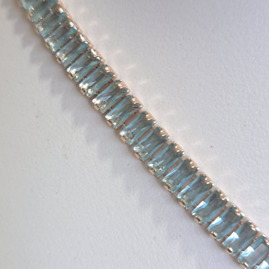 Colar Navete Azul Dourada