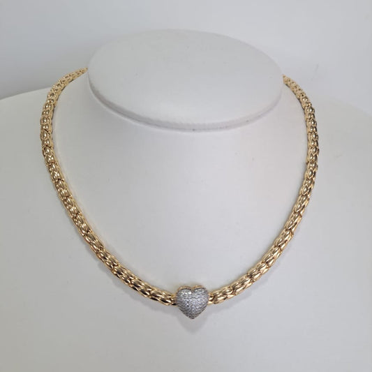 Colar Ouro Coração Cravejado