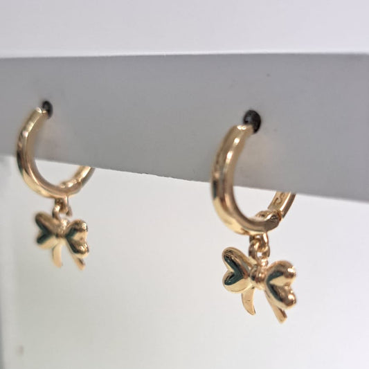 Brinco Baby Argola Click Laço Dourado