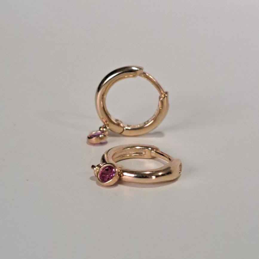 Brinco Baby Argola Click Pingo Rosa