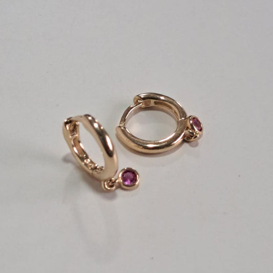 Brinco Baby Argola Click Pingo Rosa