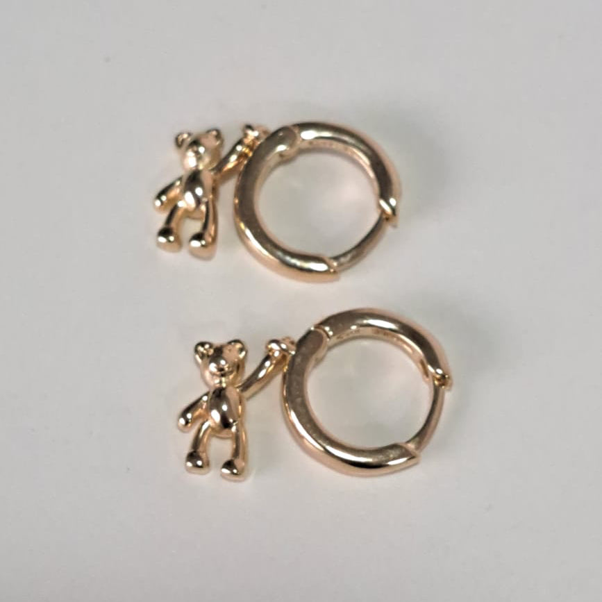 Brinco Baby Argola Click Urso Dourado