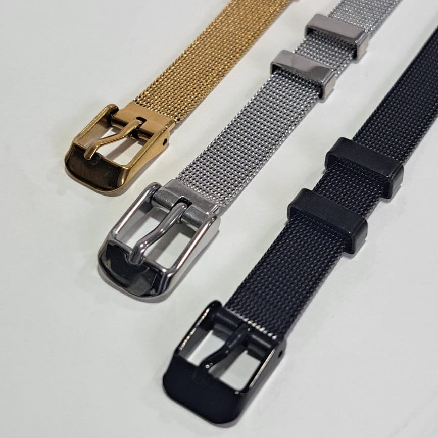 Pulseira Aço Fivela Preta