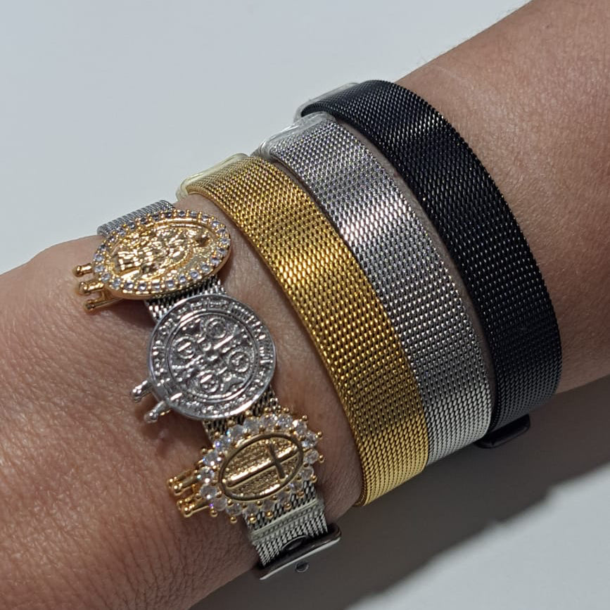 Pulseira Aço Fivela Preta