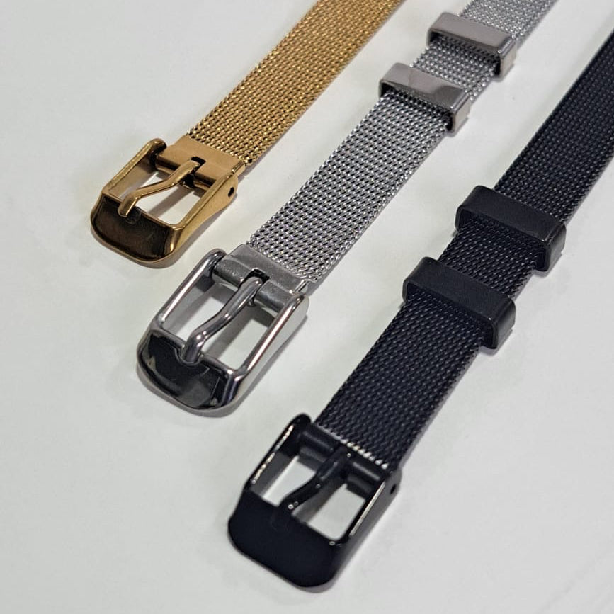 Pulseira Aço Fivela Dourada