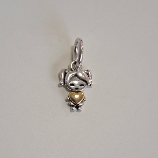 Berloque Coleção Dora Menina Coração Dourado