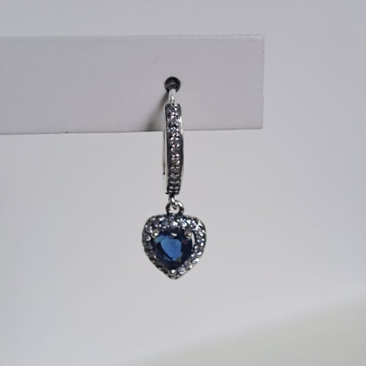 Brinco Argola Coleção Dora Coração Azul Cravejado