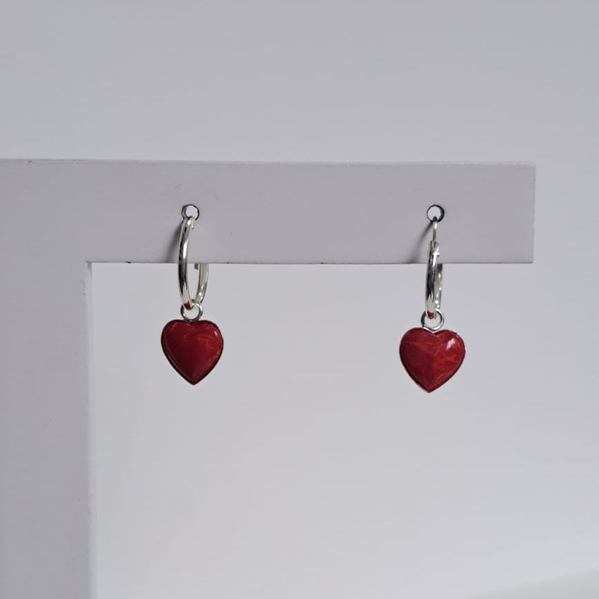 Brinco Argola Coleção Dora Coração Vermelho