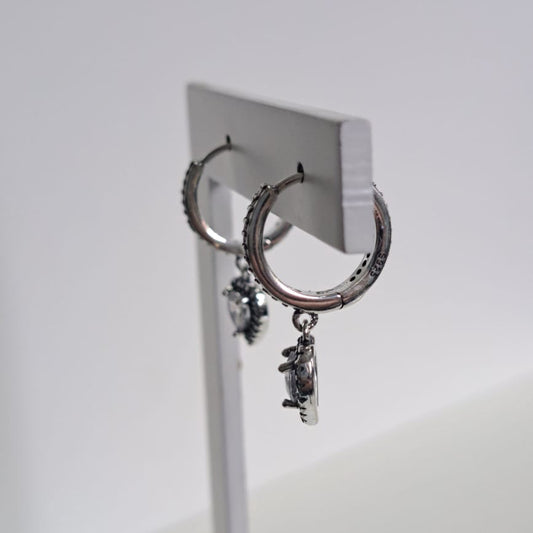 Brinco Argola Coleção Dora Coração Zircônia Cravejado