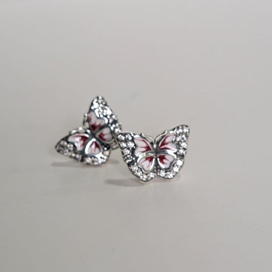 Brinco Coleção Dora Borboleta Vermelha Zircônias