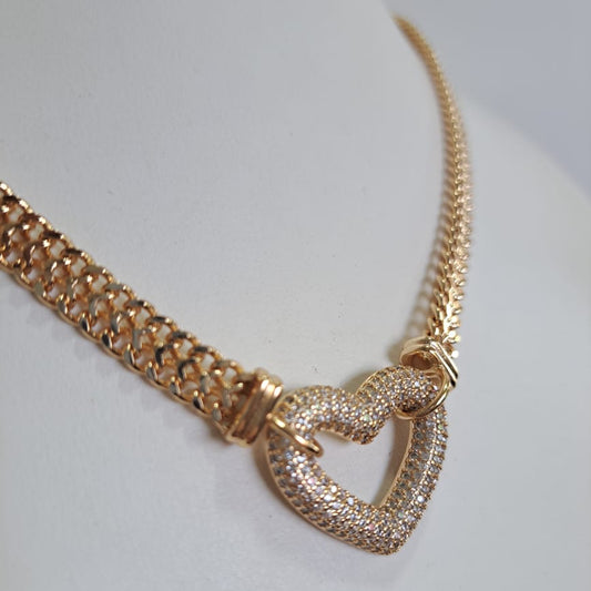 Colar Coração Cravejado CD