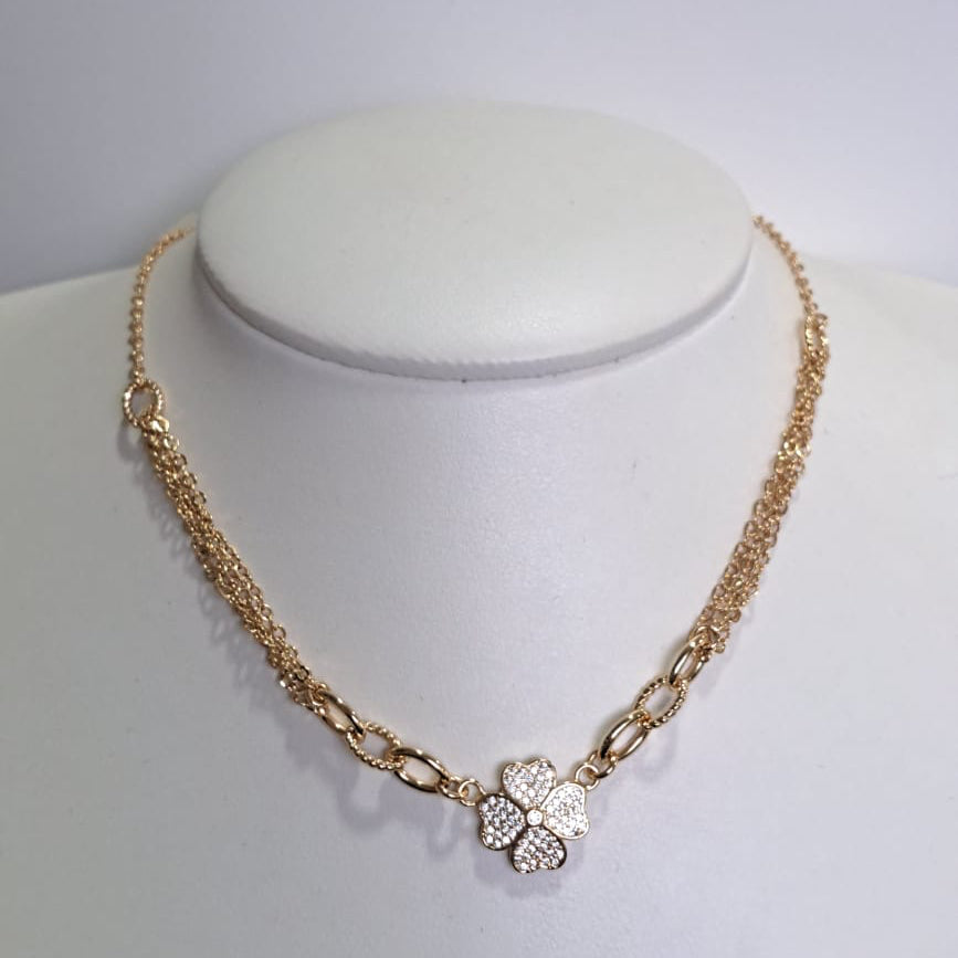 Colar Trevo Cravejado CD