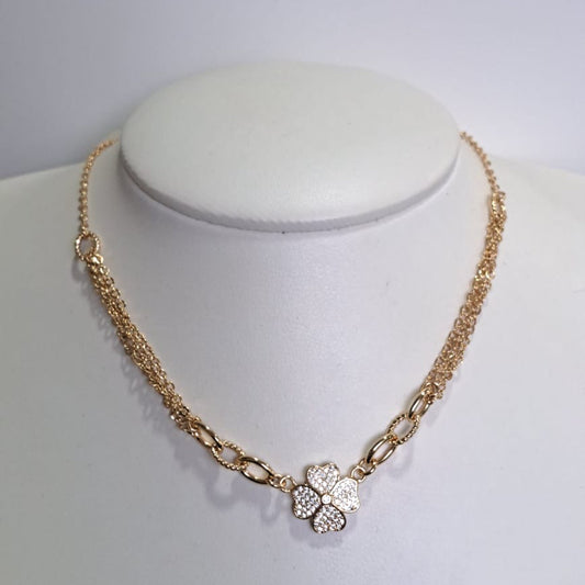 Colar Trevo Cravejado CD