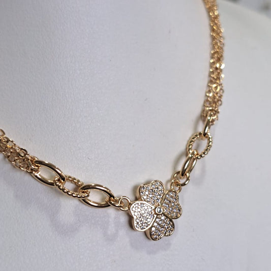 Colar Trevo Cravejado CD