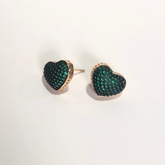 Conjunto Especial Coração Zircônias Verde Pulseira e Brinco